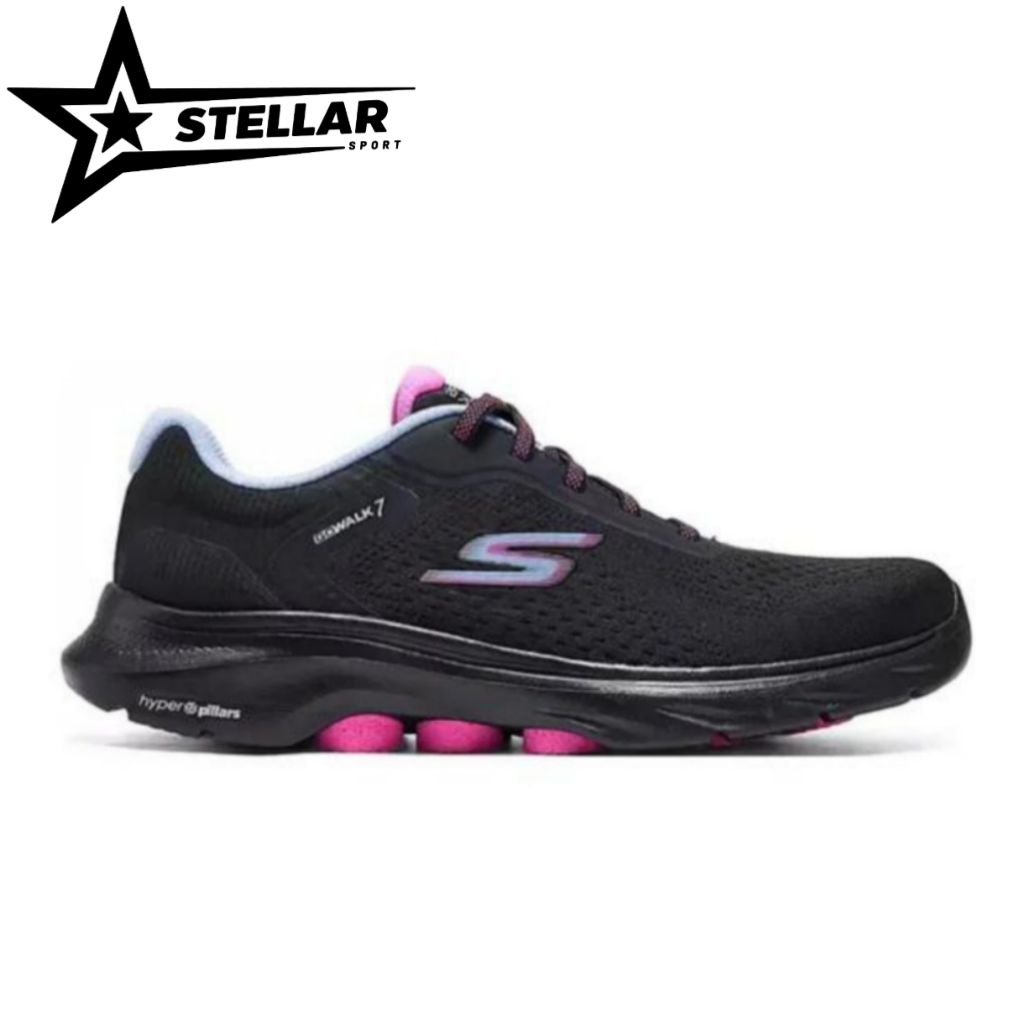 SEPATU SKECHERS (36/23cm) WANITA GO WALK 7 COSMIC WAVES BLACK MULTI PINK ORI BNIB 125215/BKMT