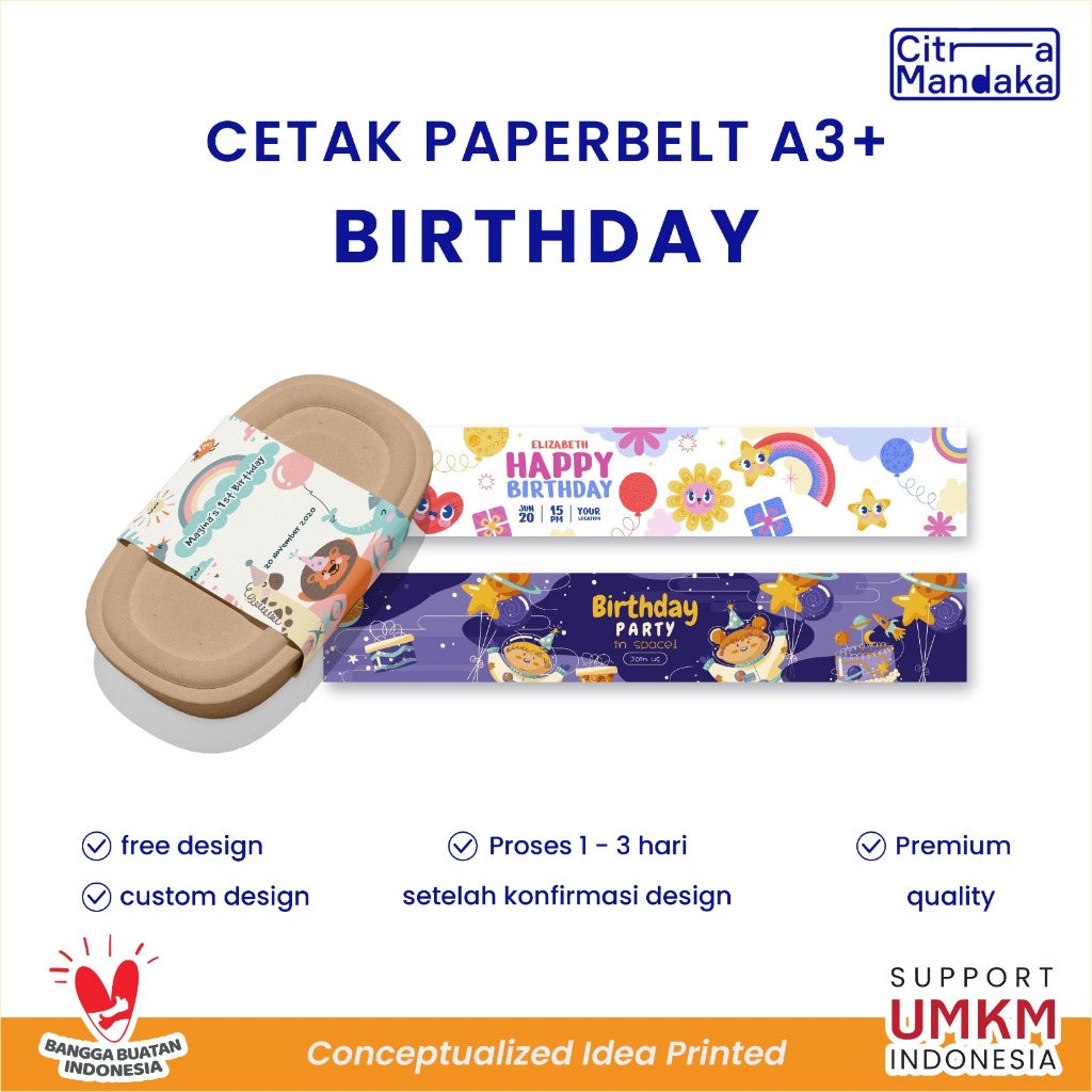 

Paperbelt Birthday Bento Box Ulang Tahun A3 | Label Bento Ulang Tahun Anak | Bento Roller Label Pengikat Makanan