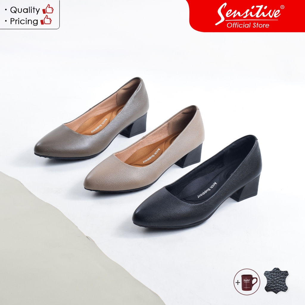 SENSITIVE Sepatu Pantofel Kerja Kulit Wanita SC MONA 4500 Hitam