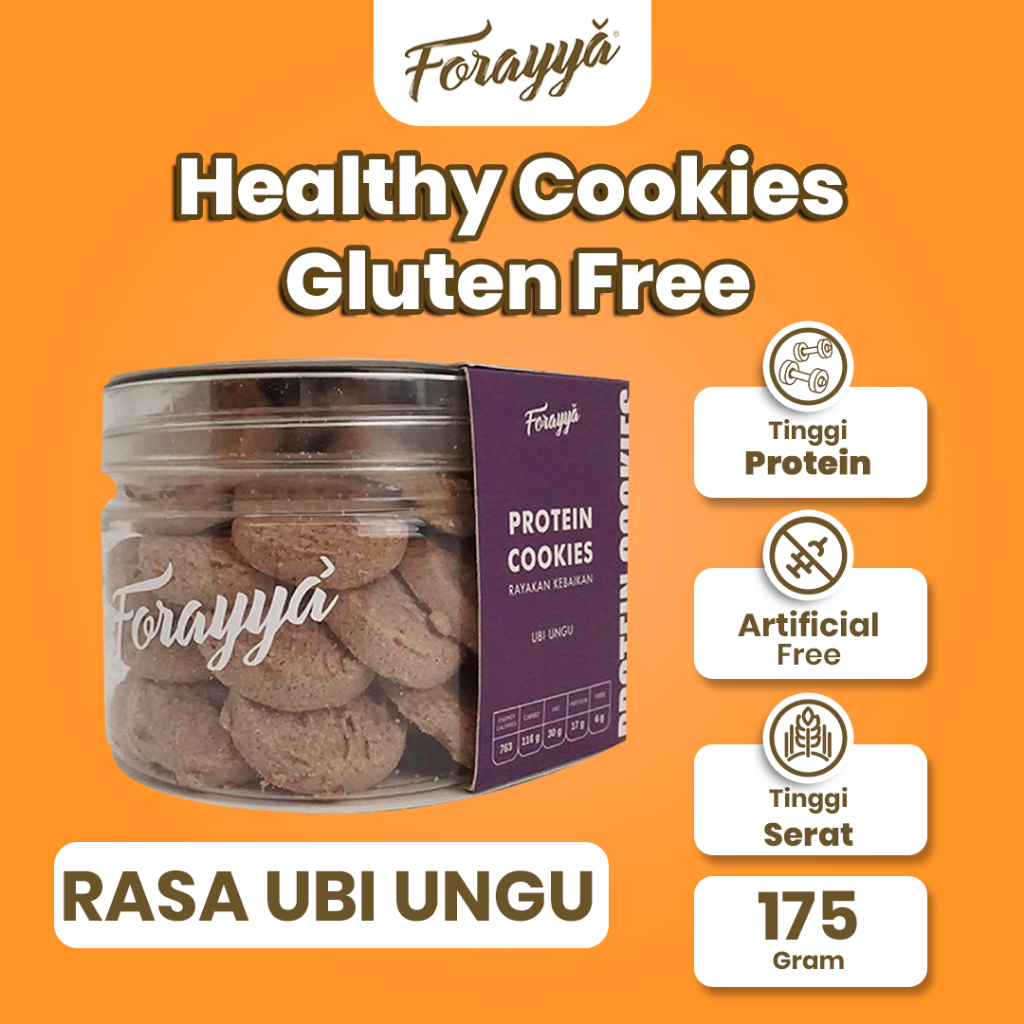

NO_MORE Protein Cookies Jar Ubi Ungu 170g - Forayya Kue Kering Gluten Free Tinggi Protein Asam Amino