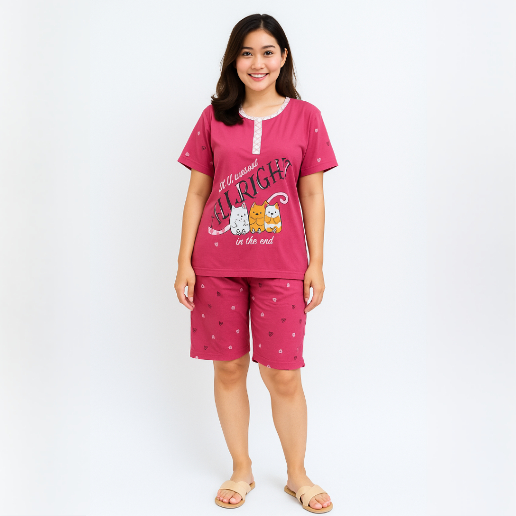Bio Premium Setelan Baju Tidur Celana Pendek Wanita Dewasa Bahan Kaos L dan XL