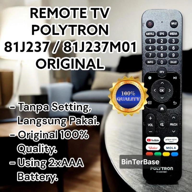Remote remot TV Polytron 81J237 81J237M01 LED LCD Ori 100% Original PLD24CV1869 32CV 40CV8969 43CV88