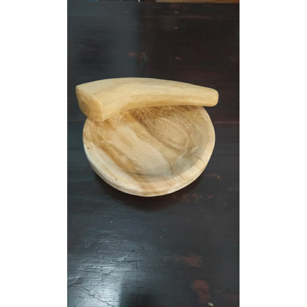 cobek kayu jati asli super/coet kayu jati asli super anti berjamur