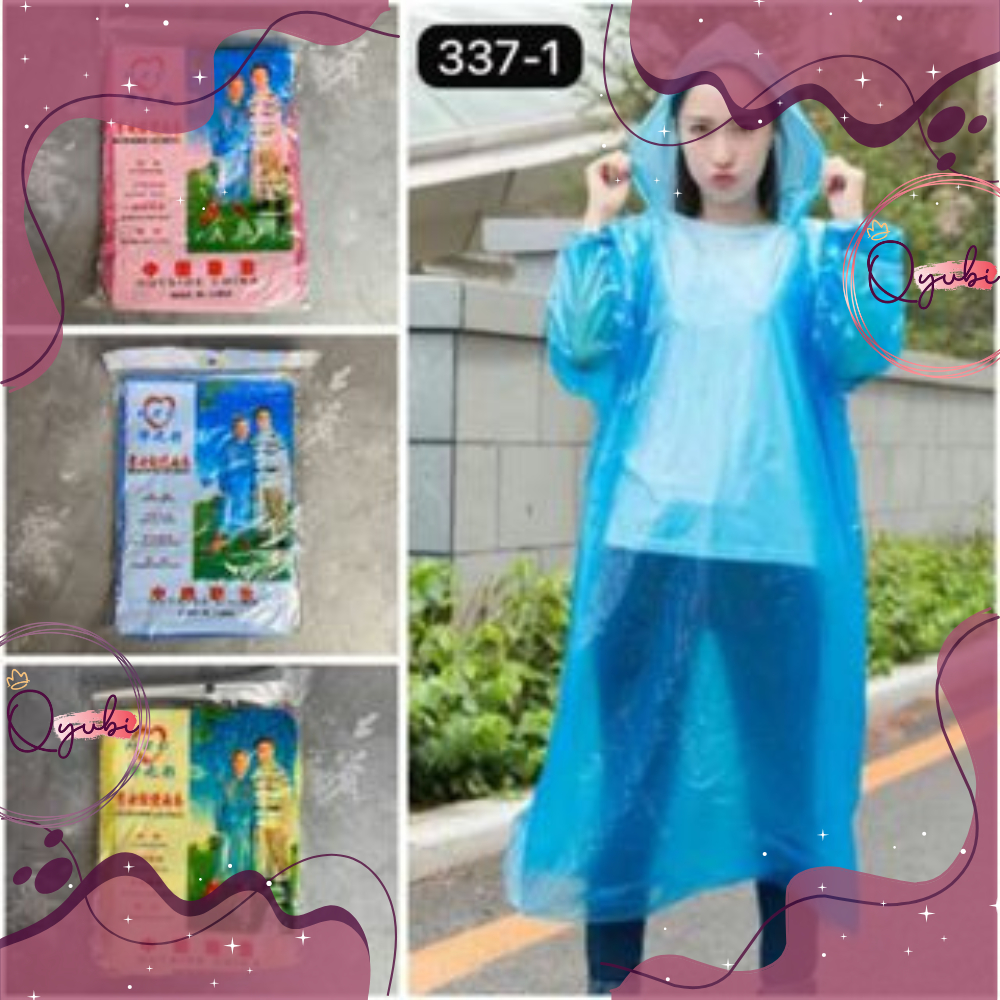 QYUBI 12 PCS / 1 LUSIN PAKET BUNDLE HEMAT USAHA JAS HUJAN UJAN MODEL PONCO BAJU PELINDUNG HUJAN SETE