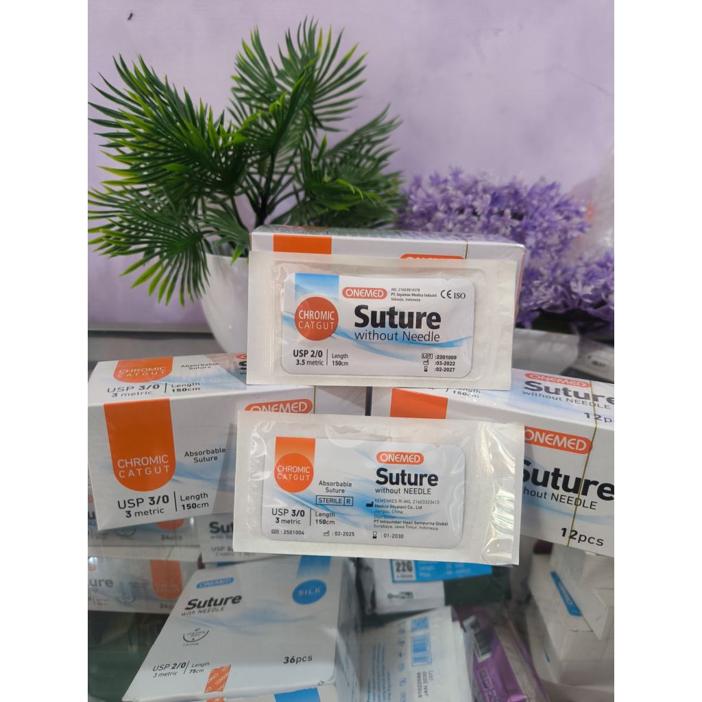 PCS - Catgut Chromic 2/0 dan 3/0 Onemed / Banang Catgut Chromic Onemed WithoutNeedle