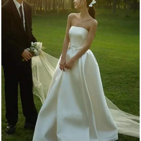 Gaun pernikahan dengan  simple  dress  wedding gown  korean  cantik simple  dress