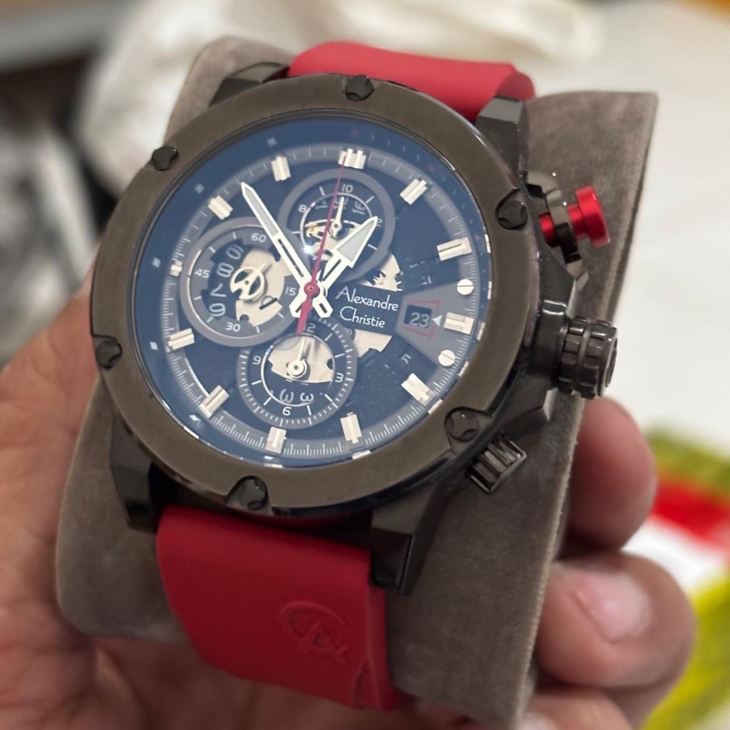 Jam Pria Alexandre  AC 6491 Rubber  / AC6491 red merah Original