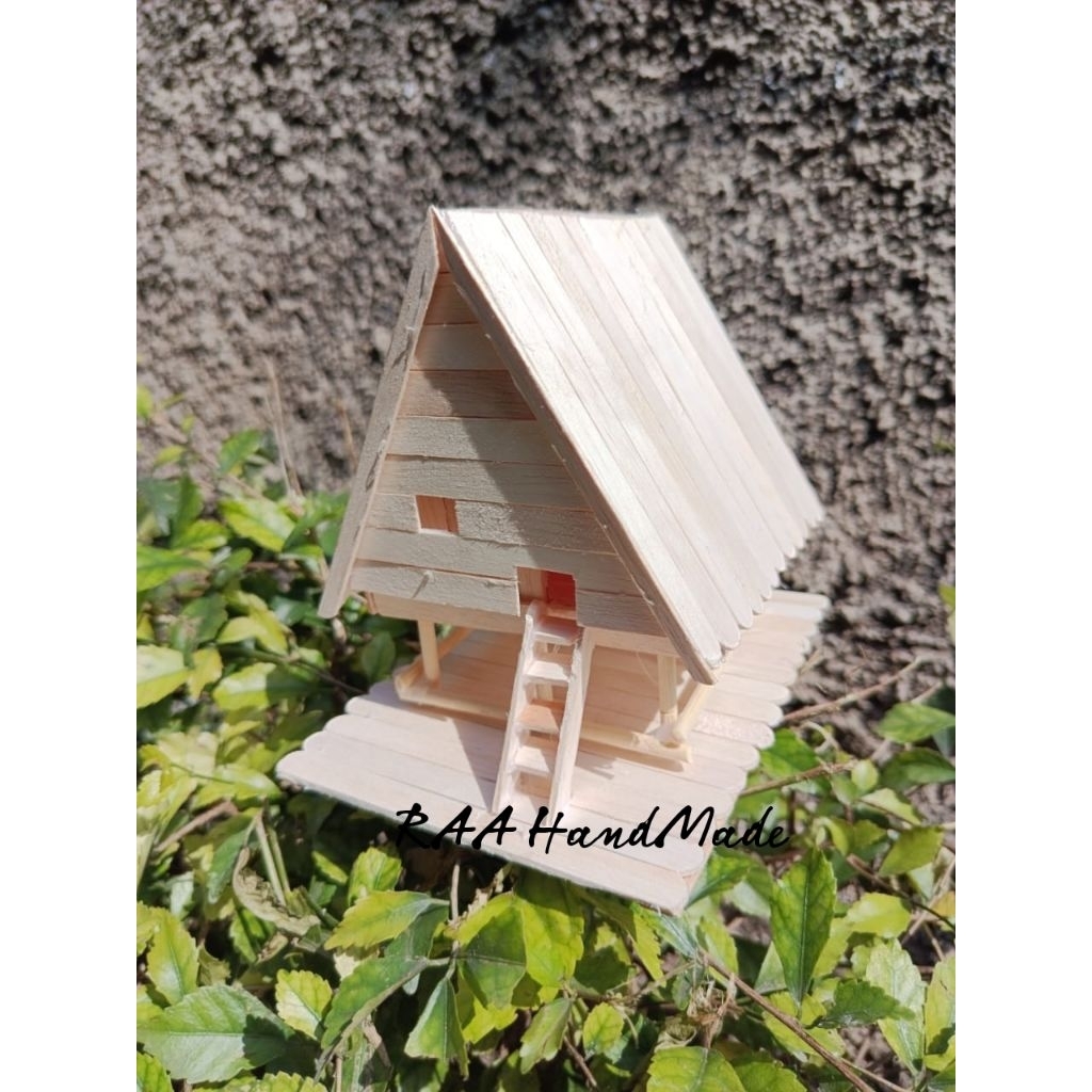 miniatur rumah adat tambi sulawesi tengah stik eskrim LED