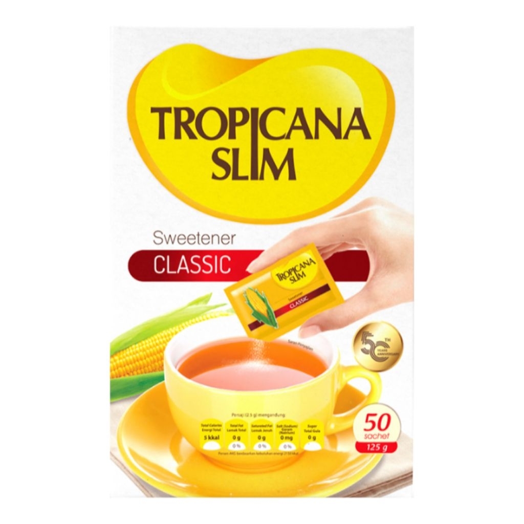 

Tropicana Slim Pemanis Rendah Kalori Classic 50 x 2,5 g
