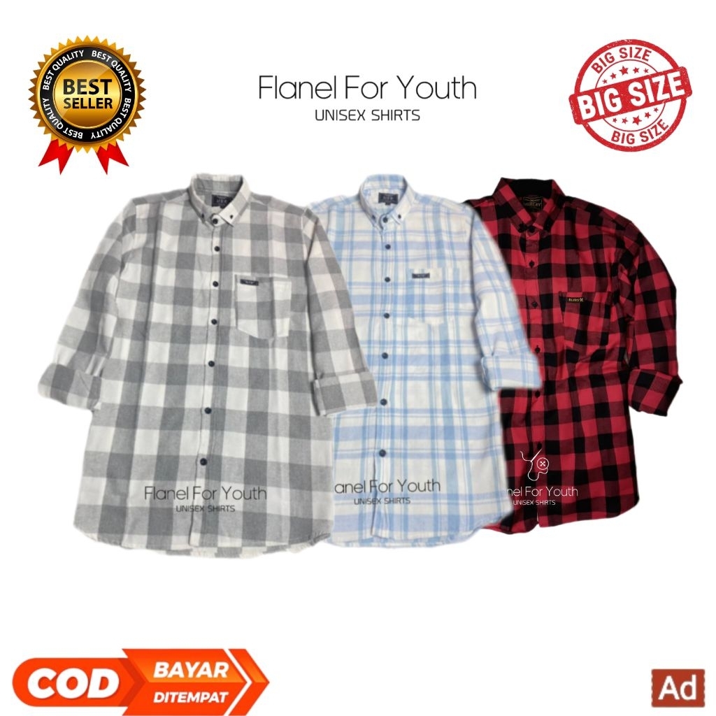 Kemeja Flanel Kotak Biru Hitam Cowok OOTD Flanel Wanita Jeno NCT Dream Jungkook BTS