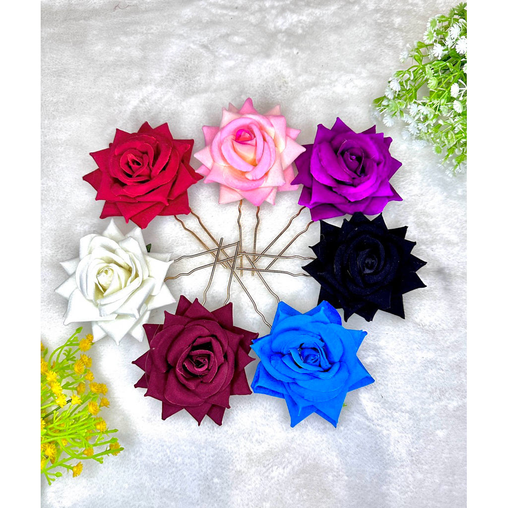 Tusuk Konde Bunga Mawar Bludru / Cucuk Konde Mawar Beludru / Tusuk Sanggul Mawar Bludru / Cucuk Sang