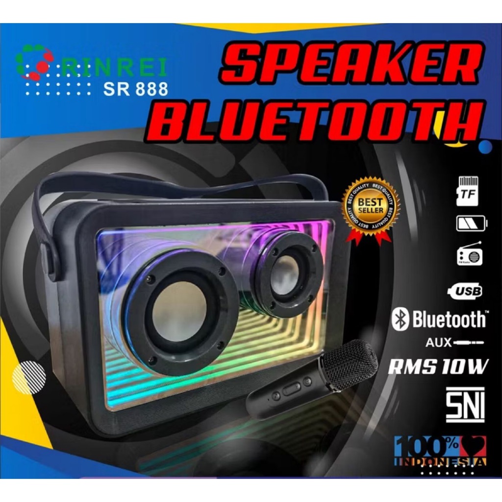 Speaker Karaoke Rinrei SR 888 / Speaker Bluetooth Karaoke dengan Microphone Wireless