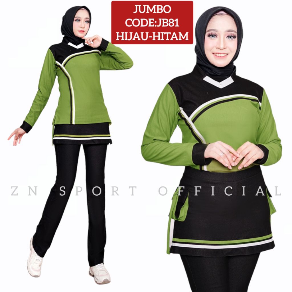 JUMBO Baju Senam Wanita Muslim Setelan Olahraga Perempuam Seragam Yoga Zumba