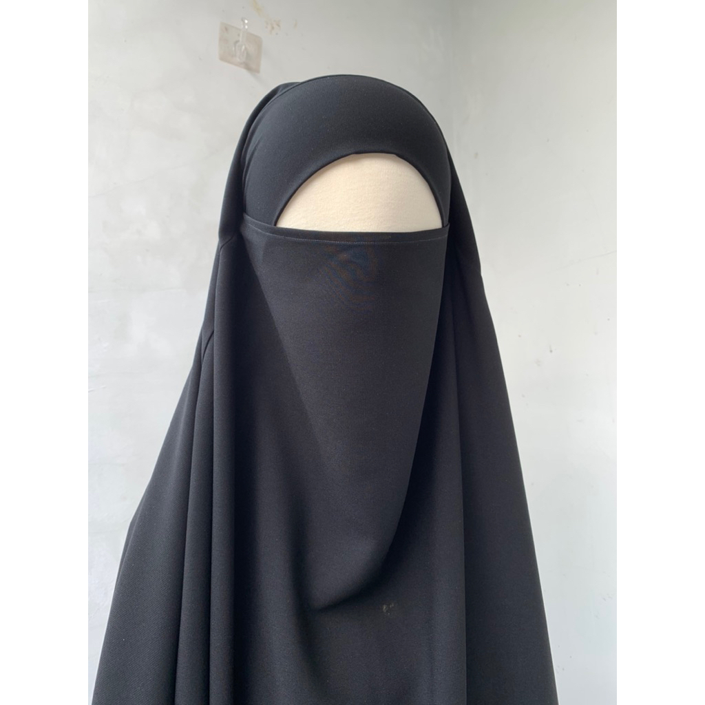 French Khimar Jetblack MTA | ROOMEE PROJECT | French Khimar Hitam Pekat