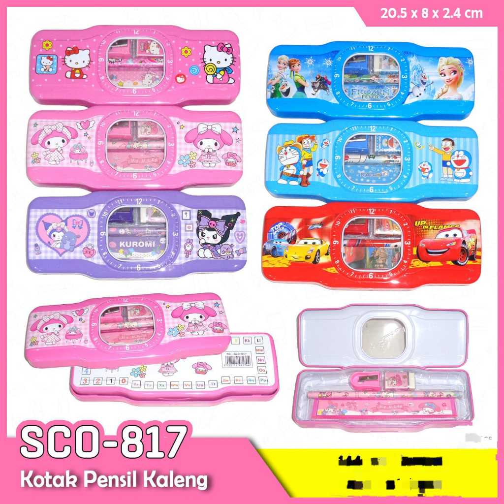

KOTAK PENSIL KALENG model JAM ada ISI