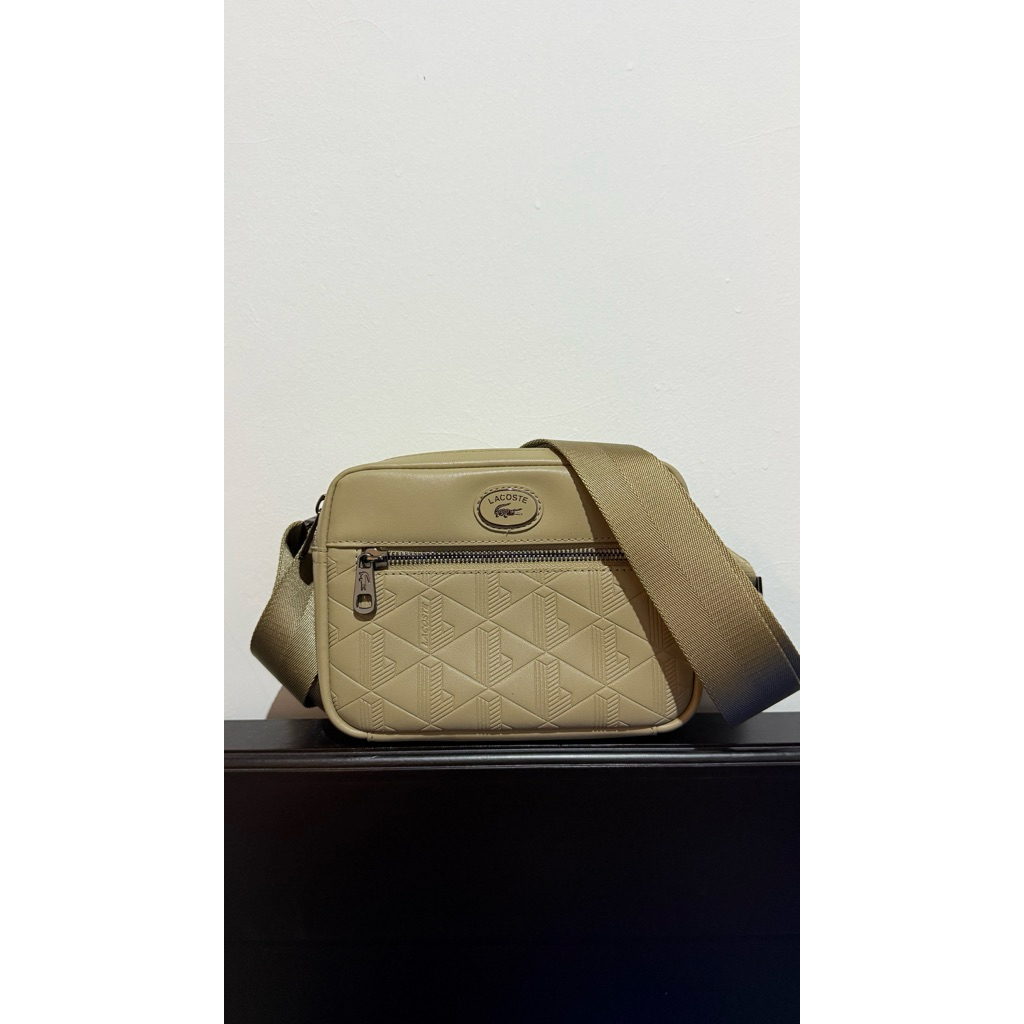 PRELOVED LACOSTE Leather Monogram Print Shoulder Bag