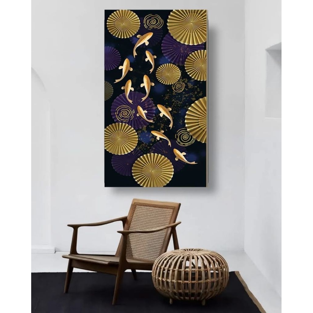 Lukisan dinding ikan koi fengshui