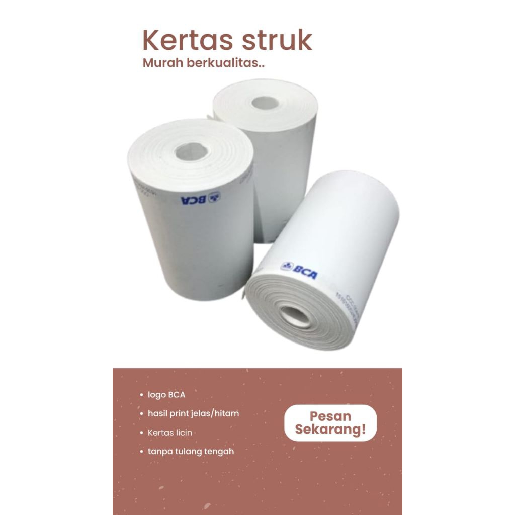 

kertas thermal logo BCA ukuran 57x40 isi 10 roll