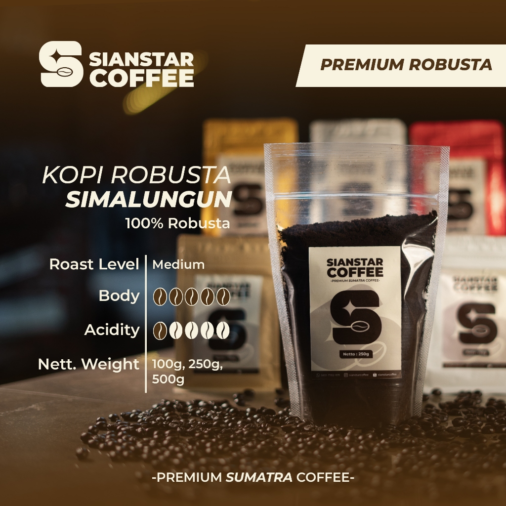 

Sianstar Coffee - Robusta Simalungun Biji Bubuk 100% Arabika