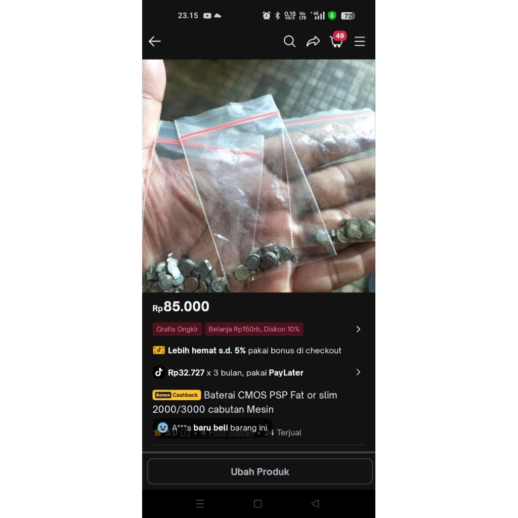 Baterai Battery Batre Batrei Batu Baterai CMOS PSP FAT Seri 1000 Slim Seri 2000 or Seri 3000