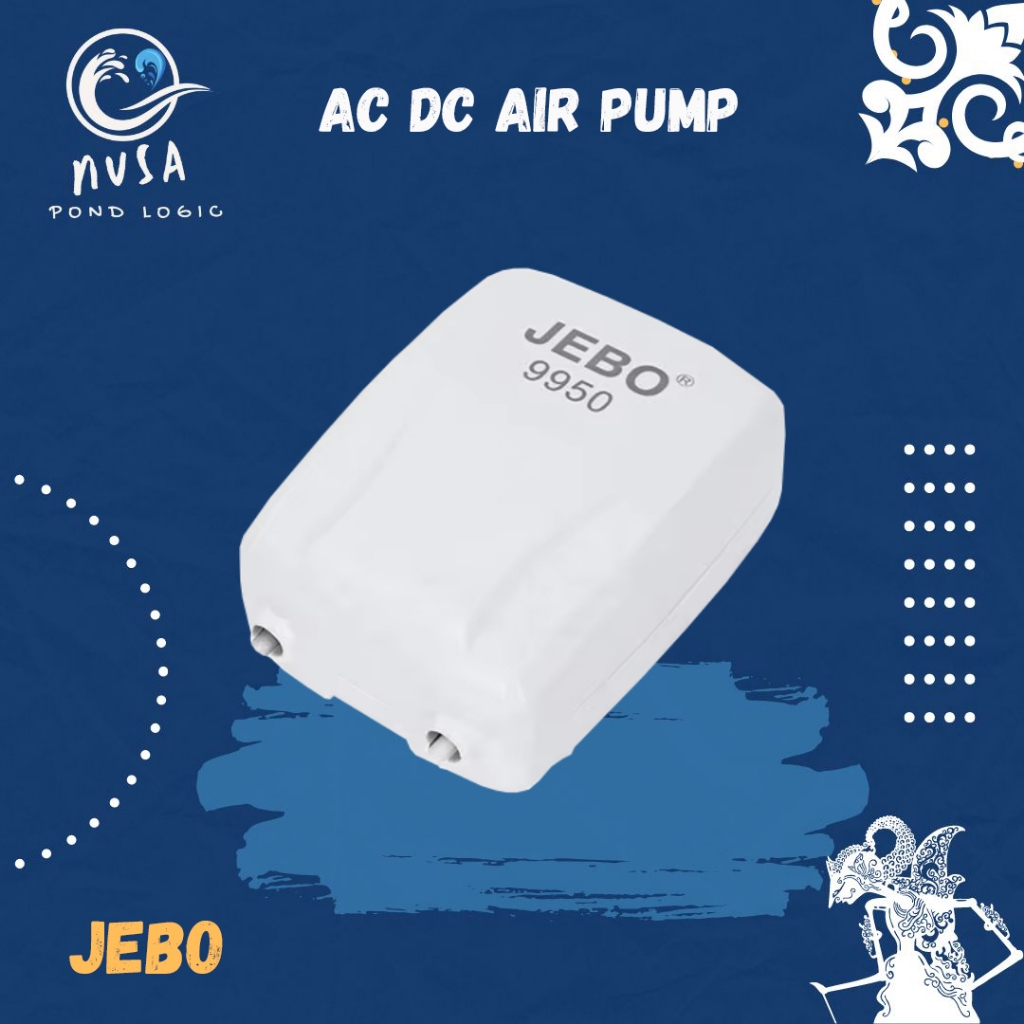 Aquarium Air Pump 9950 Jebo Aerator AC DC Listrik Pada Switch ke Baterai