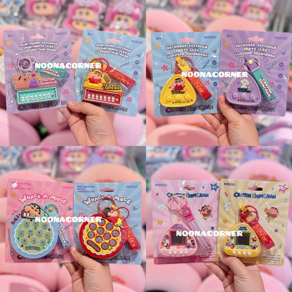 Miniso x Shinchan ‼️ Keychain Handheld Digital / Mainan Anak Tamagochi / Whack A Mole / Game Console