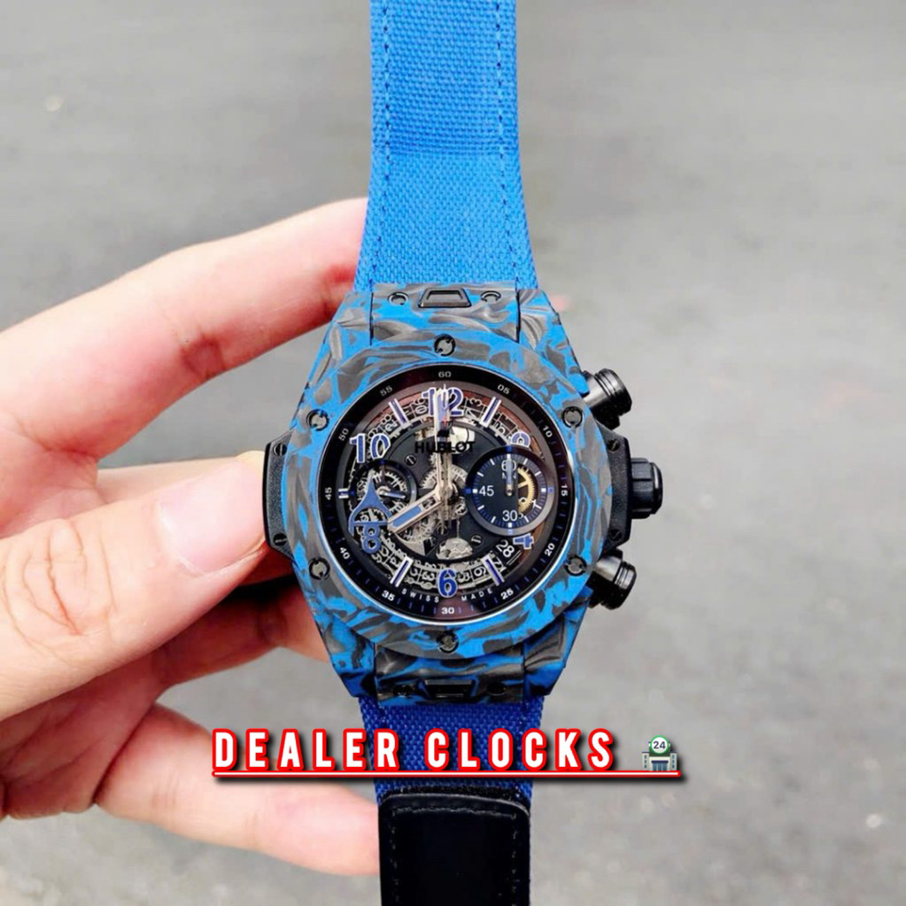 Jam Pria 1:1hublot bigbang unico Blue Carbon Fabric Strap swisstier5 Fullset