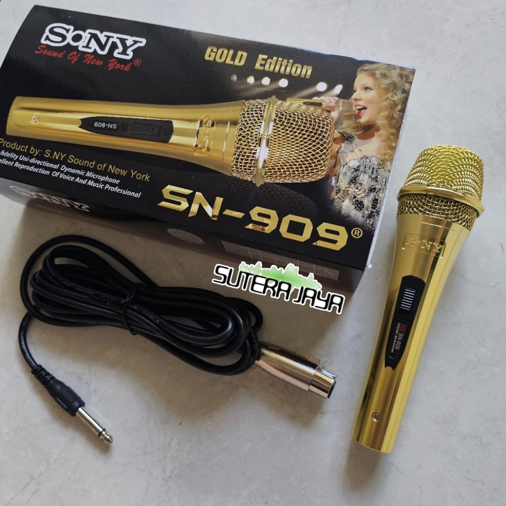 Sony Mic Kabel Karaoke SN-909, Microphone Kabel Sony SN909, mikrofon Sony SN 909 Panjang Kabel 5 Met