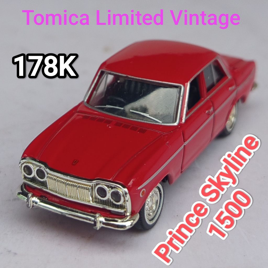 Diecast Mini Scale 64 TLV Tomica Limited Vintage Nissan Skyline Prince Merah