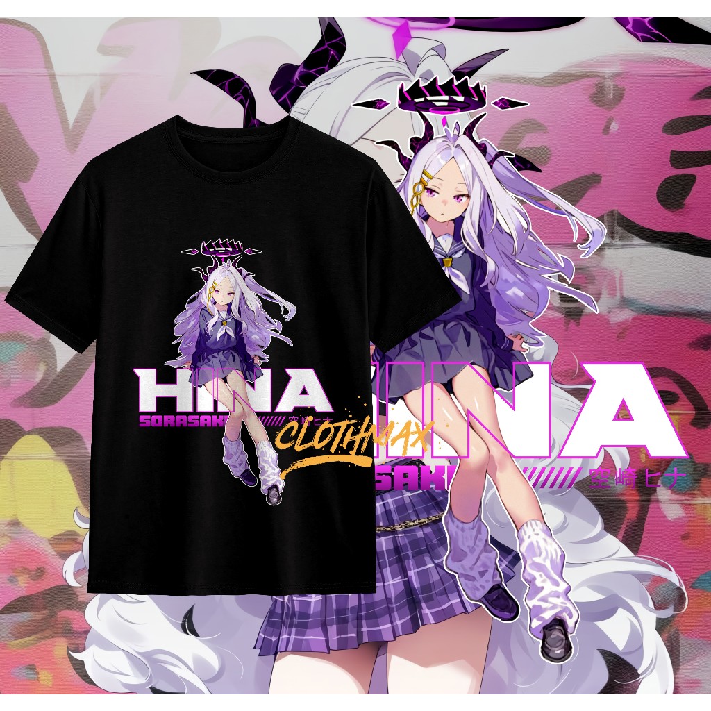 Kaos Tshirt Anime Hina Terror Blue Archive - Shiroko - Kokuriko - Yurizono Seia - Baju Murah Lembut