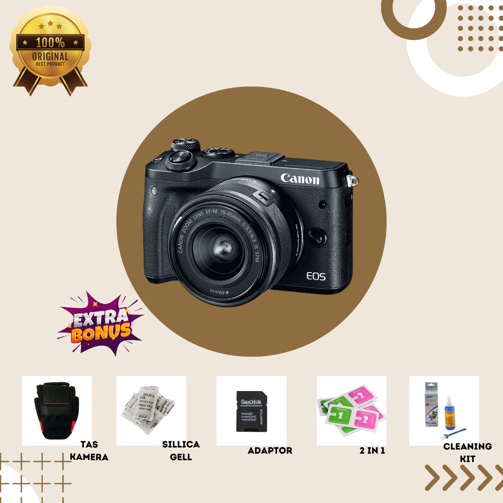 [KAMERA MIRRORLESS] CANON EOS M6 BLACK MULUS SECOND BERGARANSI ORIGINAL