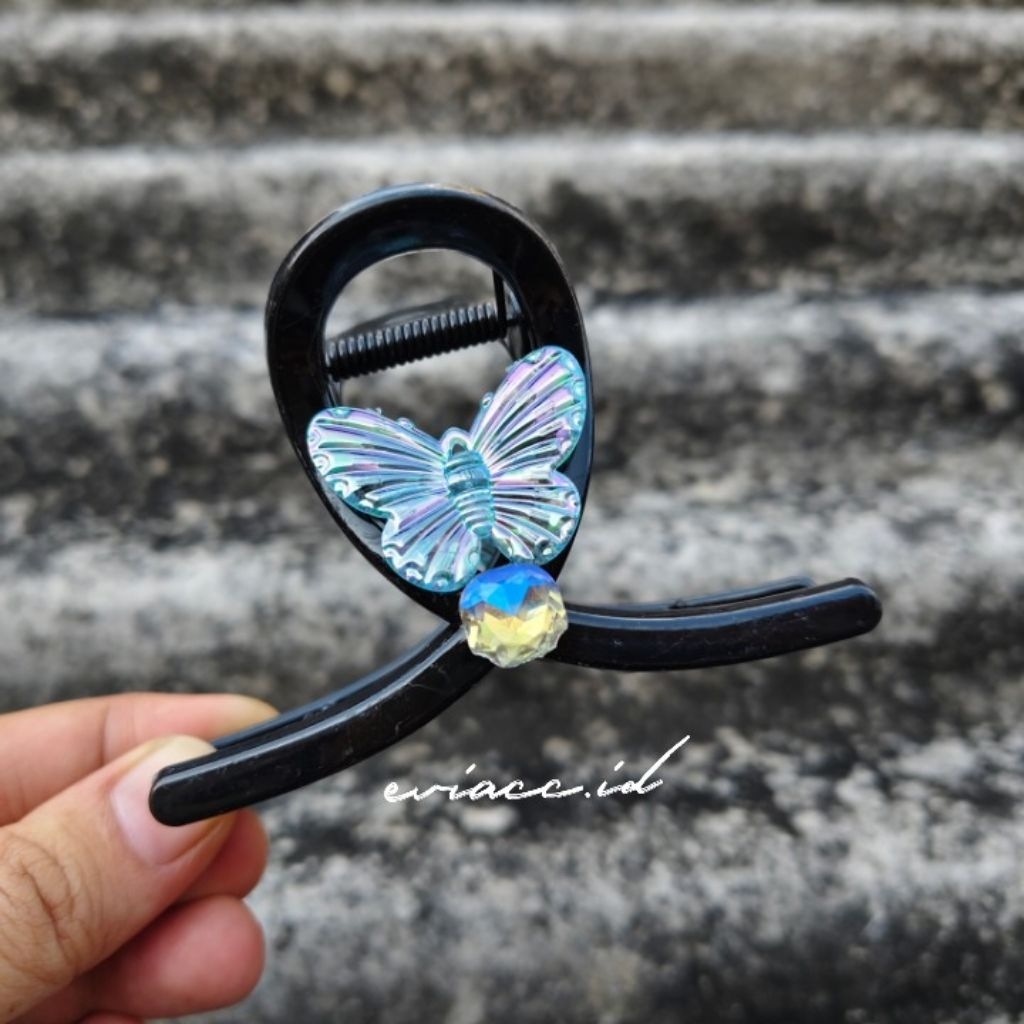 JEPIT JEDAI MARMER SILANG IMPORT KOREAN FASHION UKURAN SEDANG/ JEDAI KUPU BUNGA TRANSPARAN BENING