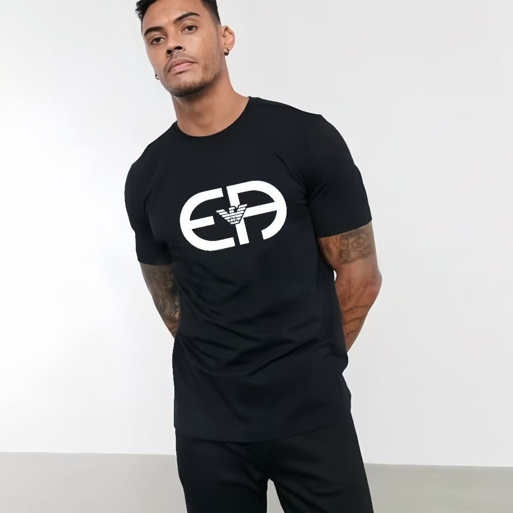 Kaos T - Shirt Pria Armani Trendy, Logo Merek Keren - Baju Fashion Pria
