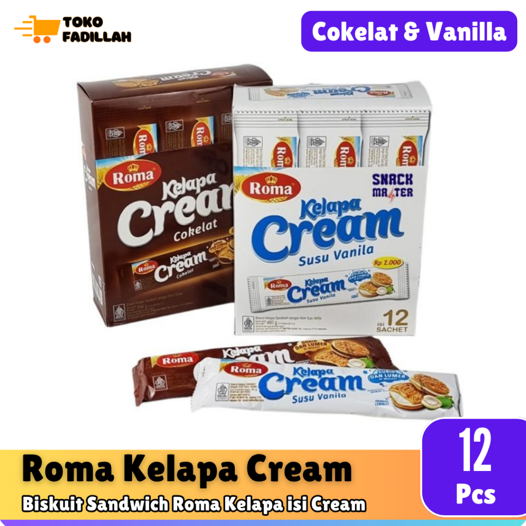 

Roma Kelapa Cream Box isi 12 pcs - Cokelat & Vanilla
