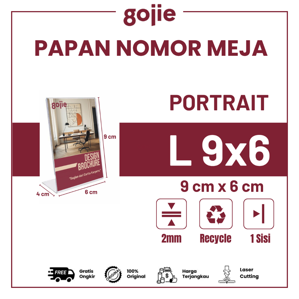 

STAND KARTU NAMA ACRYLIC | PAPAN KARTU NAMA MEJA PANITIA 9x6 L PORTRAIT 1 SISI | MIN PEMBELIAN 2PCS