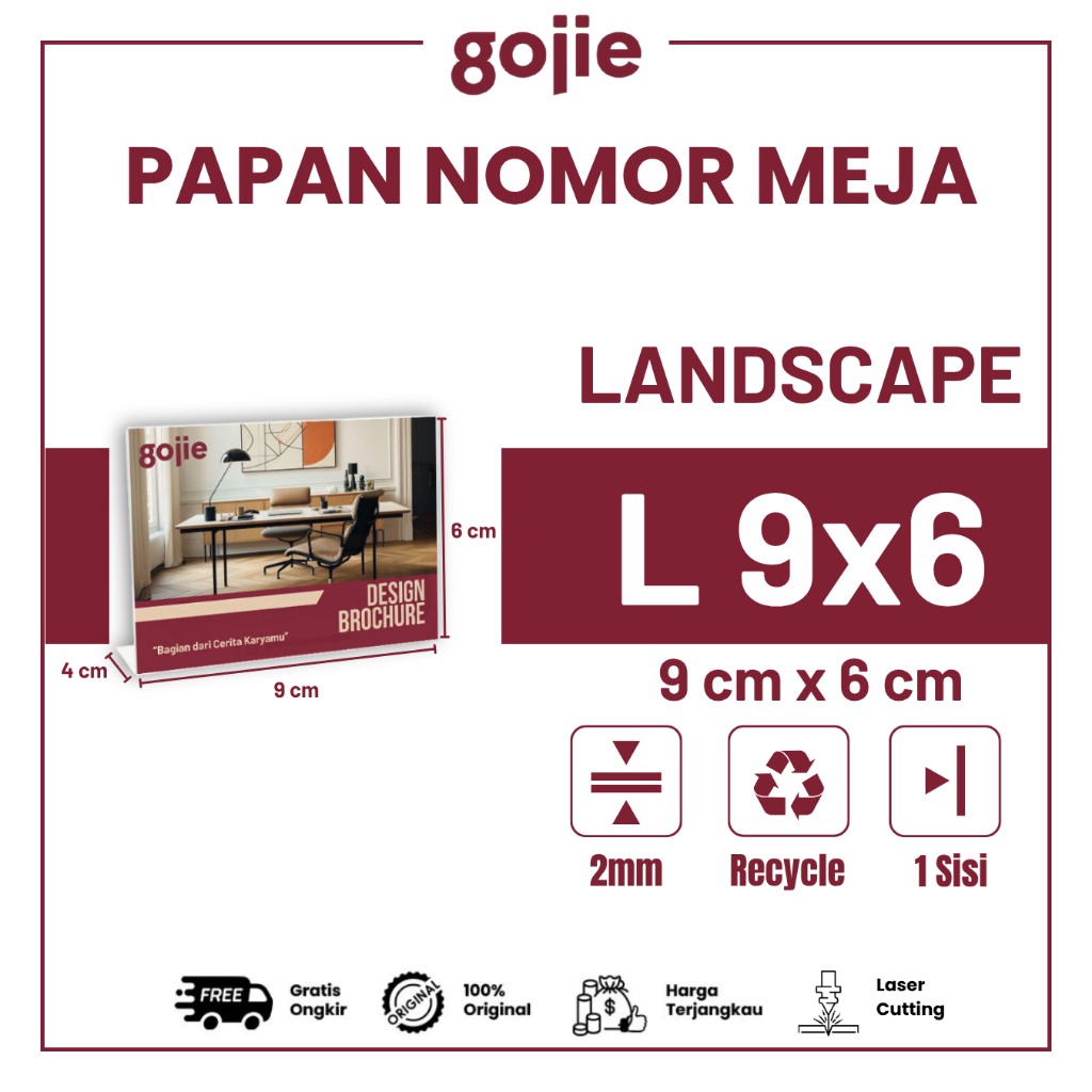 

STAND KARTU NAMA ACRYLIC | PAPAN KARTU NAMA MEJA PANITIA 9x6 1 SISI L LANDSCAPE | MIN PEMBELIAN 2PCS