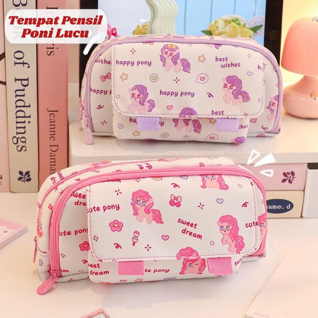 

Kotak Pensil Motif Pony / Tempat Pensil Alat Tulis Style Korea Kapasitas Besar