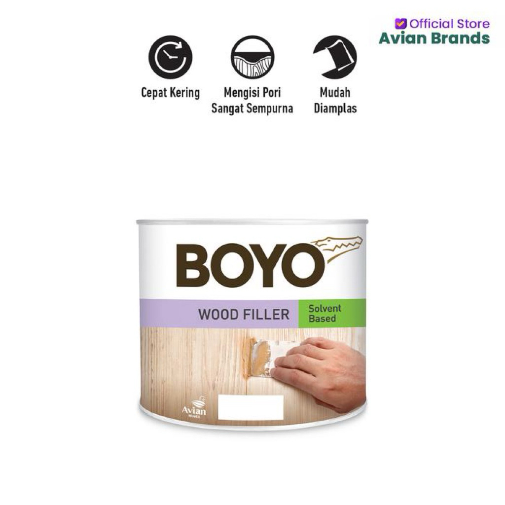 DEMPUL KAYU BOYO WOOD FILLER MEBEL PINTU KUSEN 1 KG [ AVIAN BRANDS ]