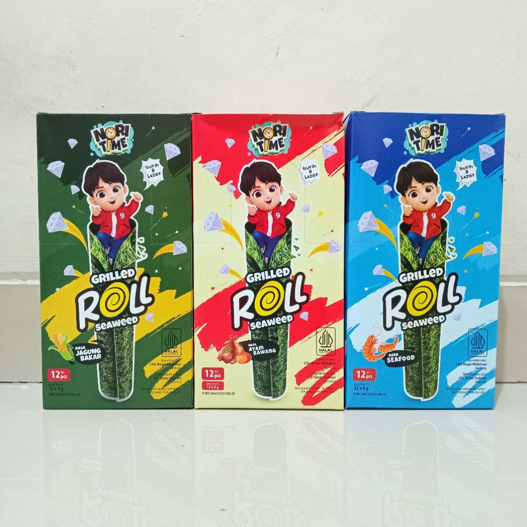 

Nori Time Grilled Roll Seaweed 1 Box Isi 12 Pcs @ 4 gram / Nori Roll / Rumput Laut Roll / Nori Roll Murah