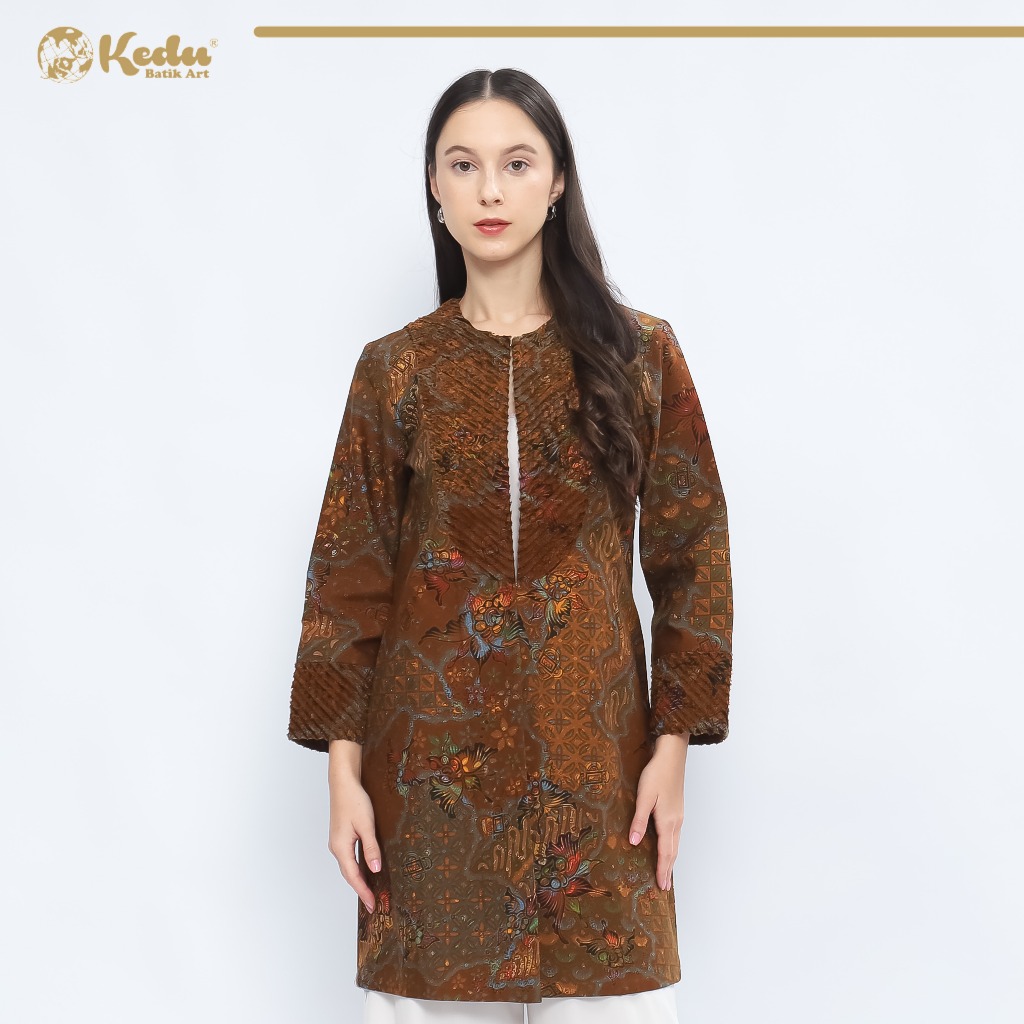 Kedu Batik – Outer Batik Wanita Katun SOPHIA Coklat Outer Bulu Wanita Formal
