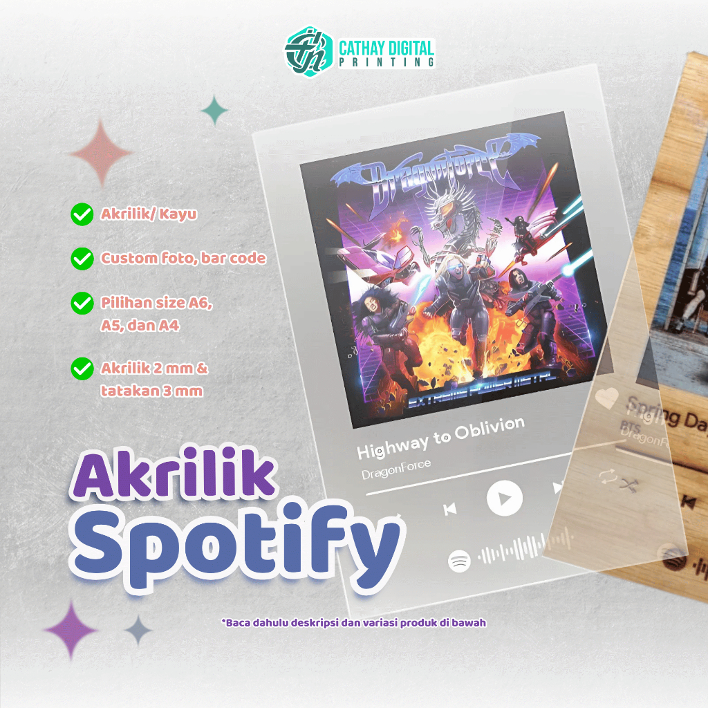 AKRILIK SPOTIFY PRINT UV | COVER ALBUM CUSTOM