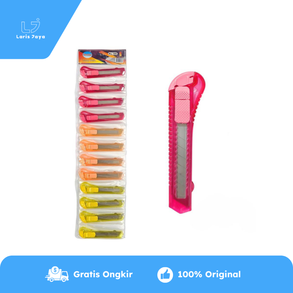 

1 LSN / 12 Pcs Cutter Vanstar No.180 Renteng Besar Transparan