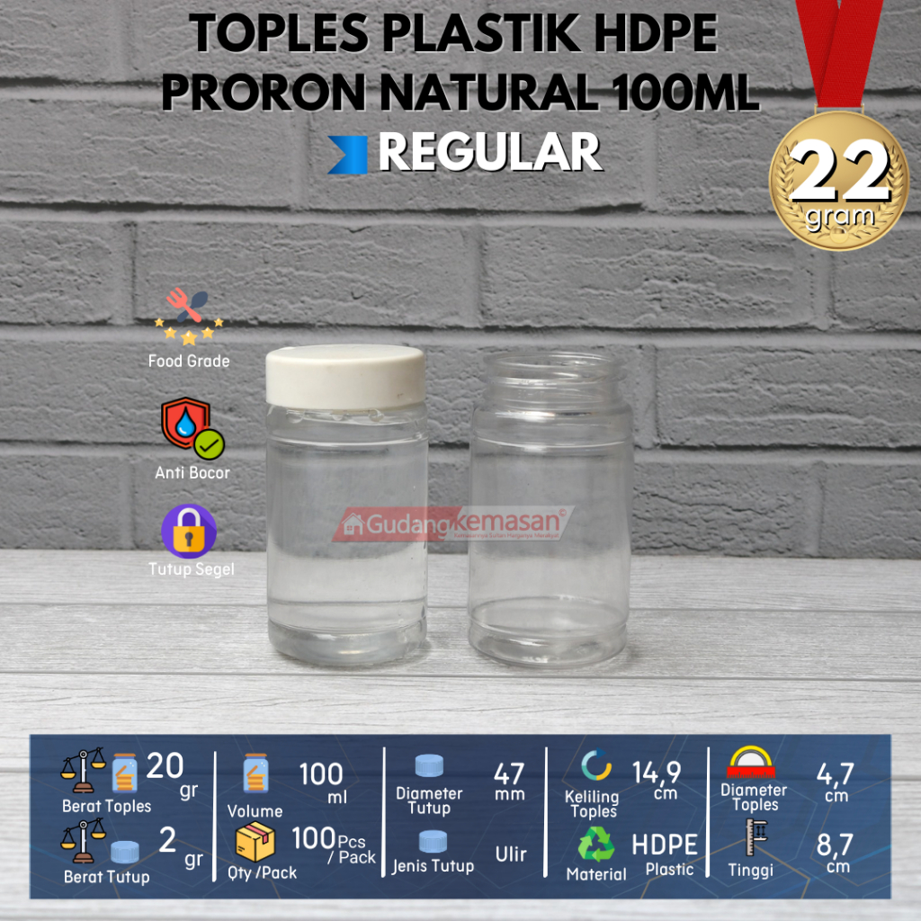 TOPLES PLASTIK 100ML PET PRORON NATURAL - FLASH