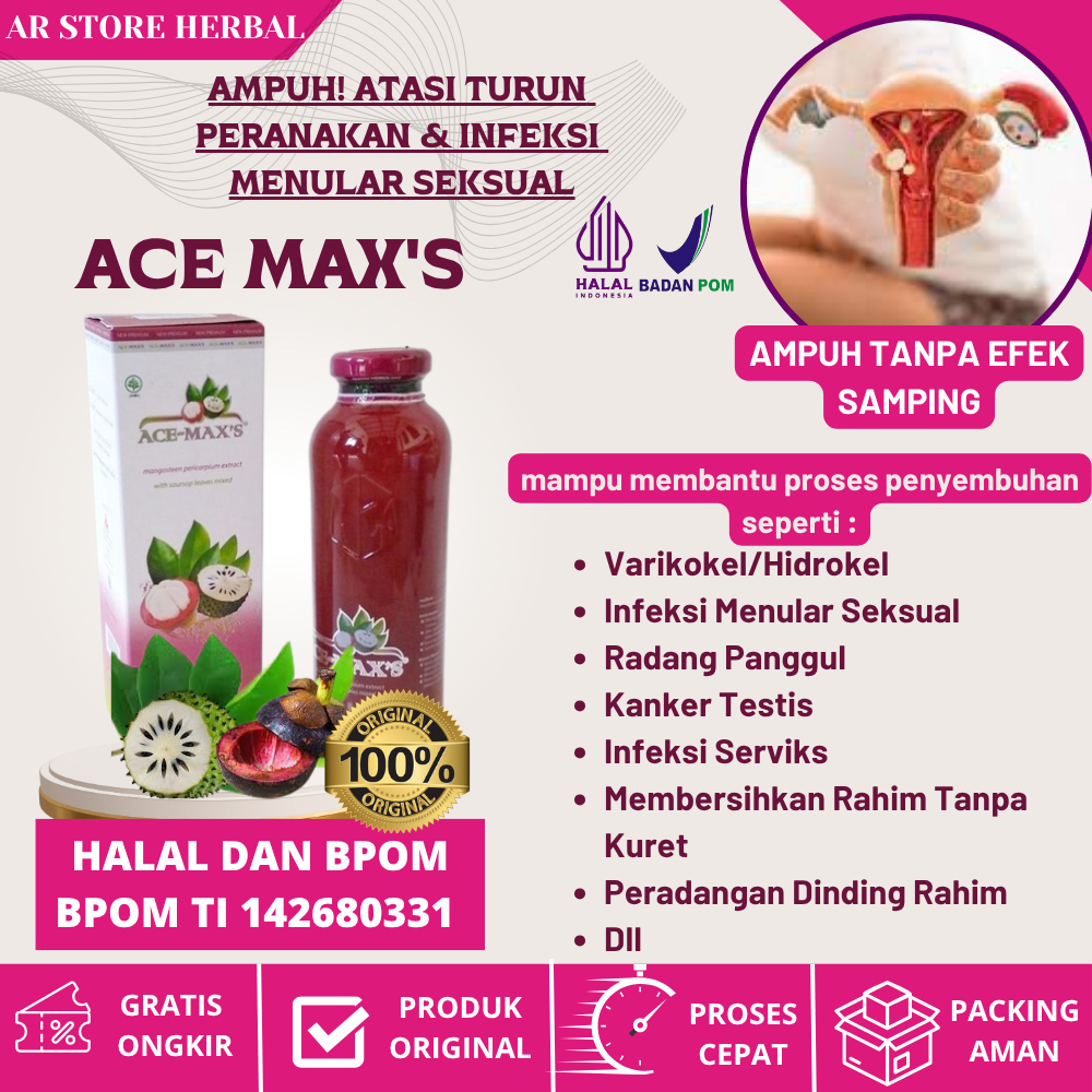Obat Turun Peranakan Wanita Sembuhkan Penyakit Menular Seksual - Ace Max's Herbal Sehat Halal BPOM
