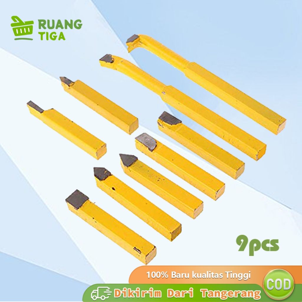 9pcs/set Pahat Bubut Kayu Super Tajam Pahat Bubut Lengkap Carbide Brazed Alat Pahat Bubut