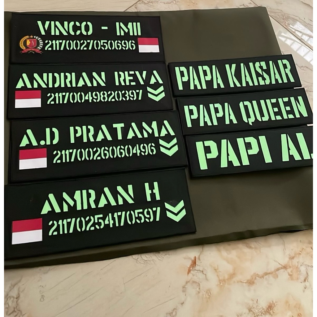PATCH LASER NAMA LASER TNI GLOW IN THE DARK