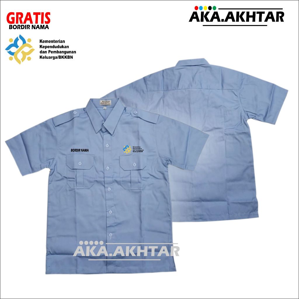 kemeja kemendukbangga/bkkbn lengan pendek - kemeja bkkbn logo terbaru - baju kemendukbangga/bkkbn - 