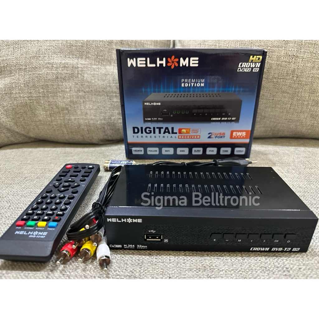 STB Welhome Set Top Box TV Digital DVB-T2 Lengkap