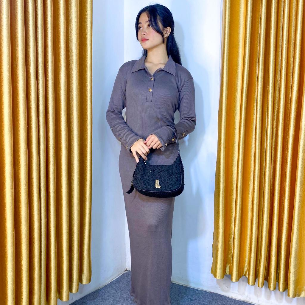 GAURI DRESS WANITA - DRESS KNIT KERAH BASIC / DRES KERAH