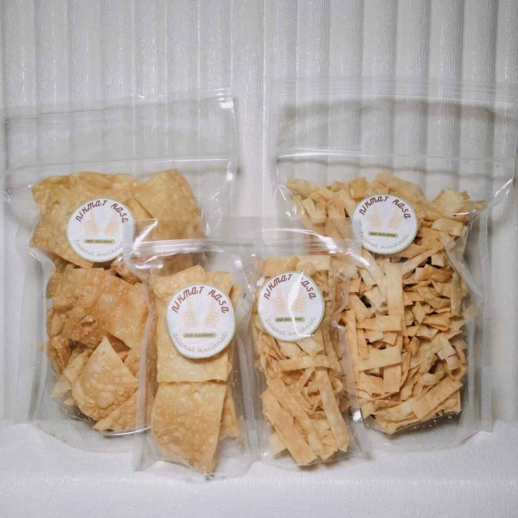 

keripik pangsit goreng asin gurih renyah kemasan pouch